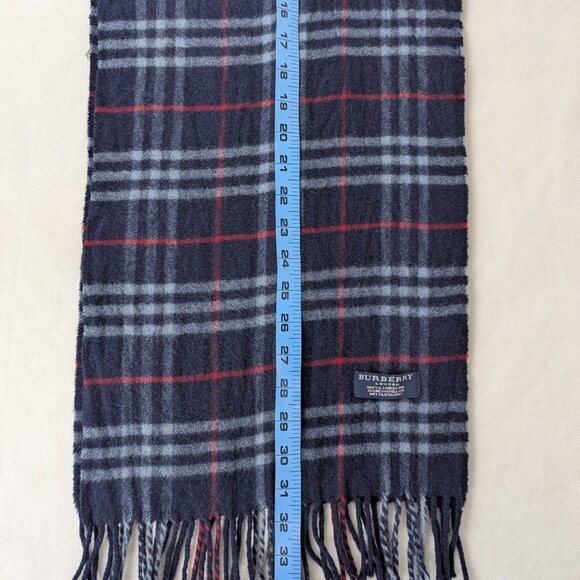 Burberry Unisex Lambswool Check Scarf Blue | Iconic Designer | Clean Used - Picture 6 of 6